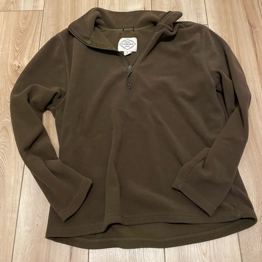 Dark Olive Green Men’s St. John’s Bay Pullover Zip Up Sweater